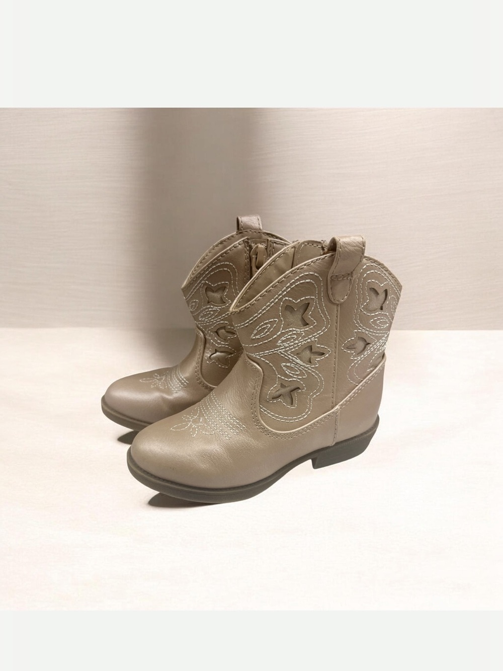 Cat & Jack Taupe Cutout Western Ankle Boots
